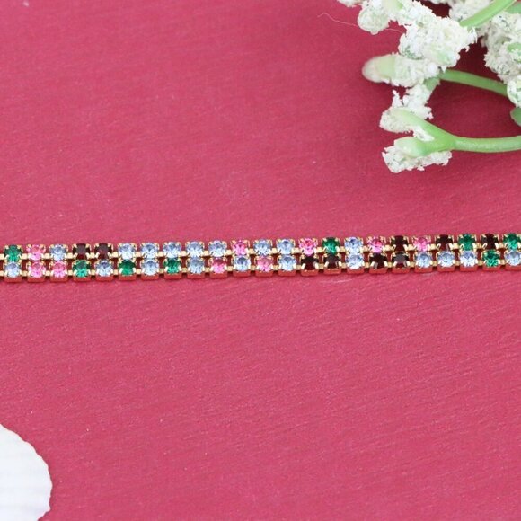 "Rainbow Zircon Tennis Bracelet in Rose Gold Finish, XPBL0808 - Picture 10 of 12